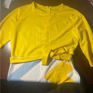 Yellow floral midi dress